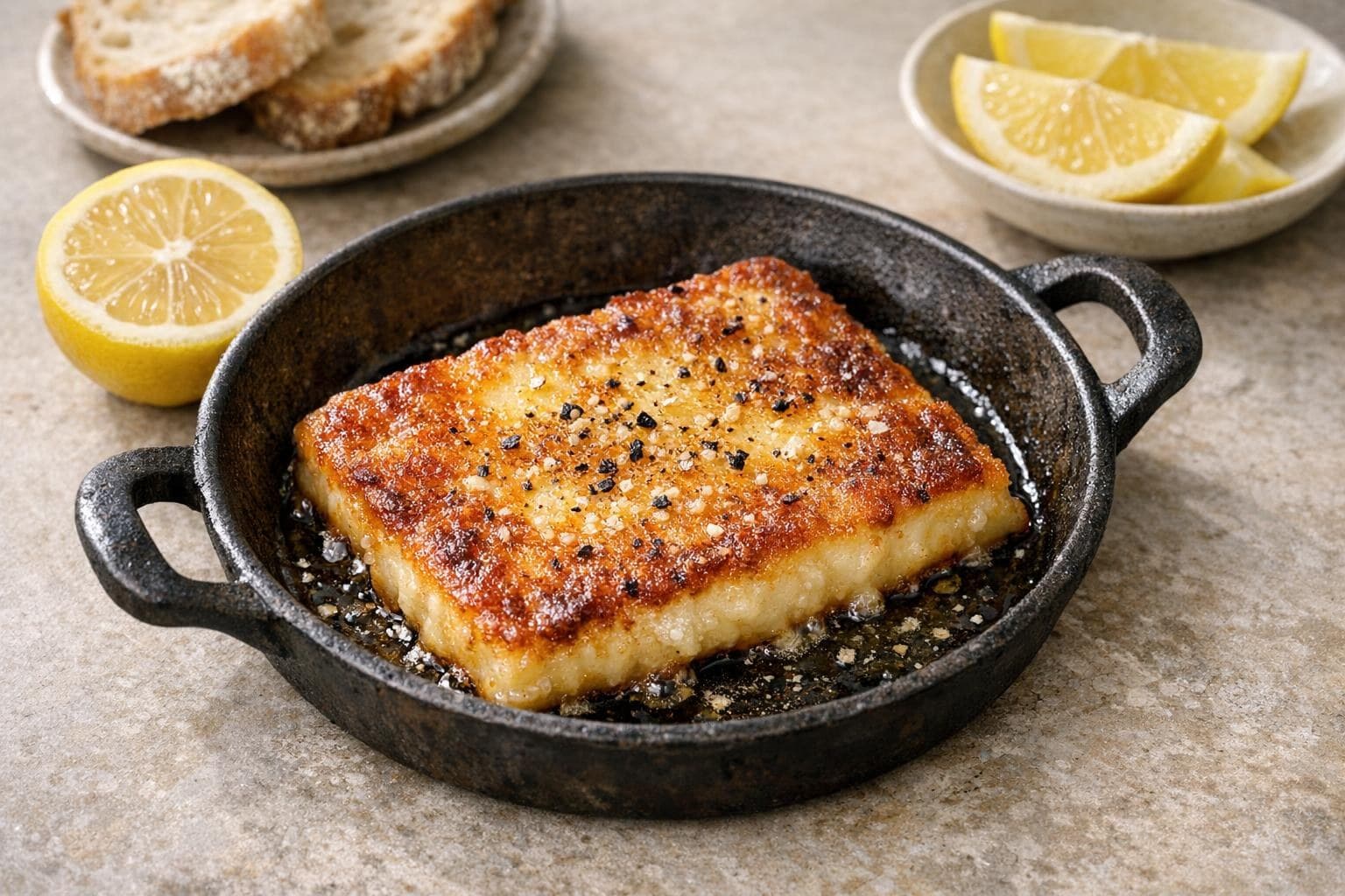 Saganaki with Graviera and Lemon
