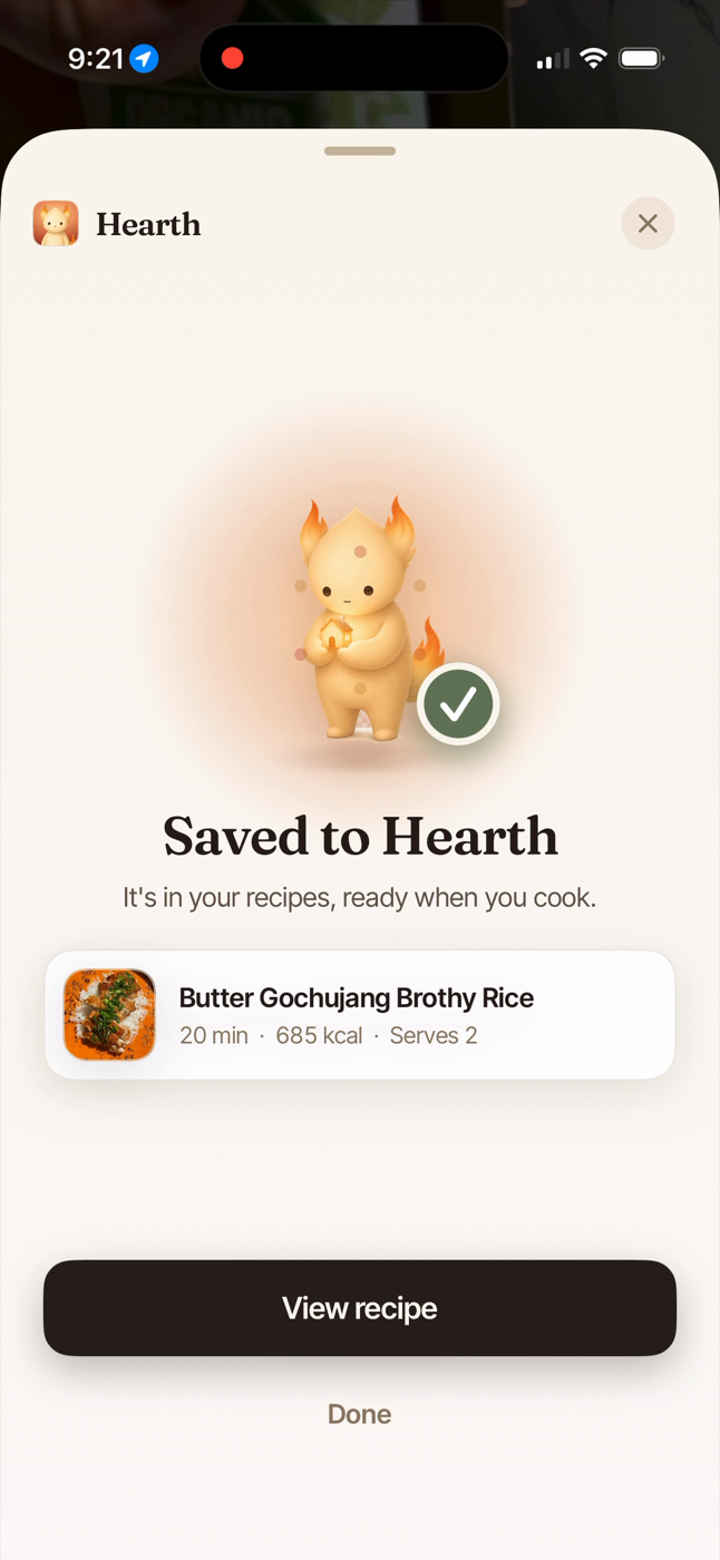 Recipe saved to Hearth
